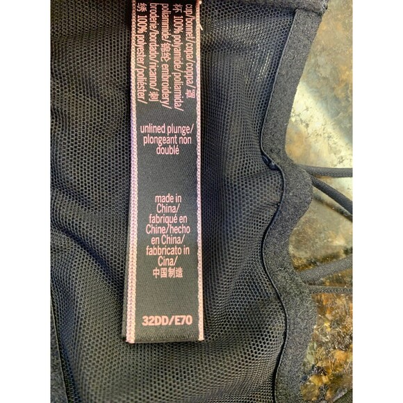 Victoria’s Secret Unlined Plunge Strappy Bra Black Nude 32 DD NWOT - Picture 5 of 6